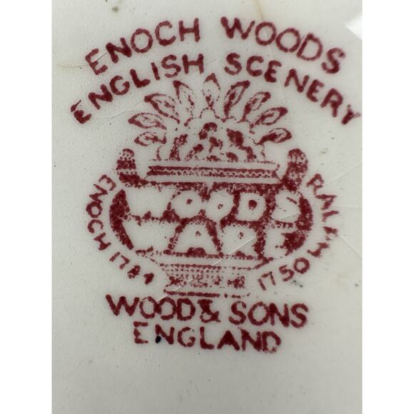 Wood & Sons English Scenery Pink Platter Sugar Bowl Tea Cups Lot Of 13 - Picture 8 of 12